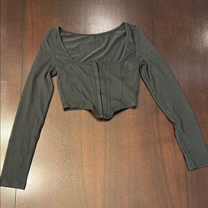 Fashion Nova Black Long Sleeve Fitted Crop shirt